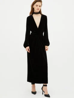 Rhinestone-embellished velvet dress