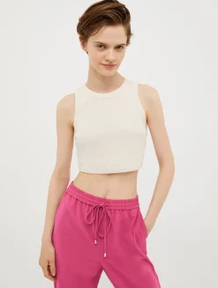 Ribbed cotton cropped top