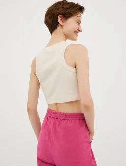 Ribbed cotton cropped top