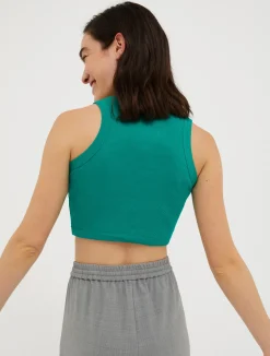 Ribbed cotton cropped top
