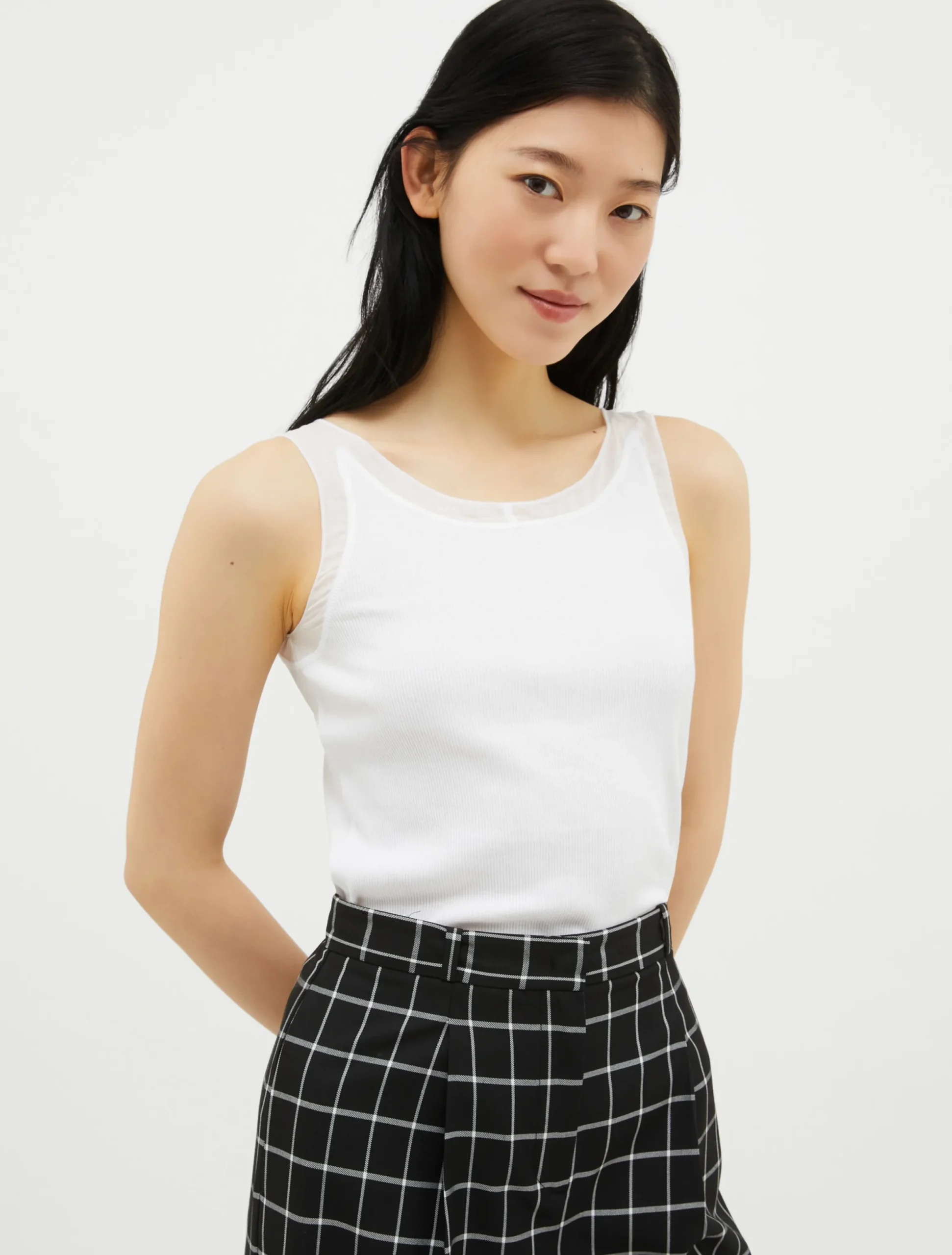 Ribbed cotton-jersey tank top