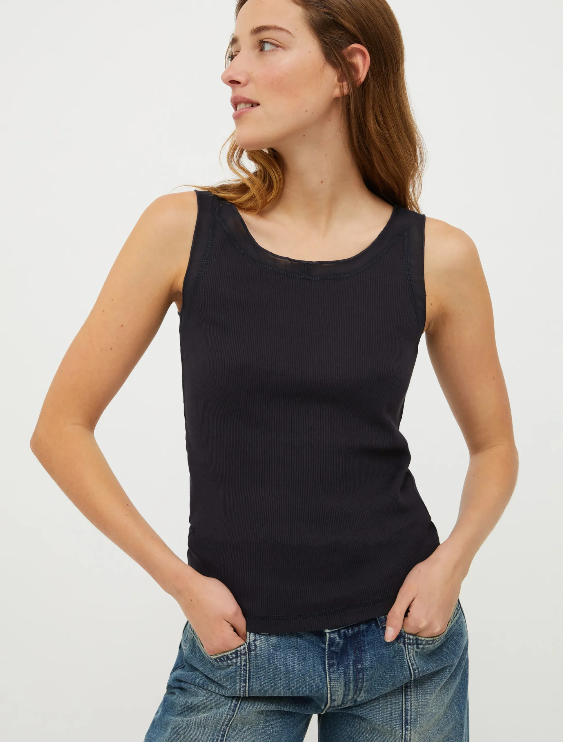 Ribbed cotton-jersey tank top