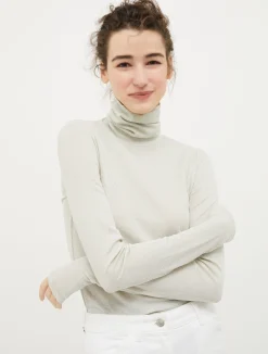 Ribbed lurex jersey polo top