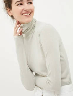 Ribbed lurex jersey polo top