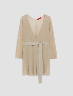 Ribbed lurex-knit cardigan
