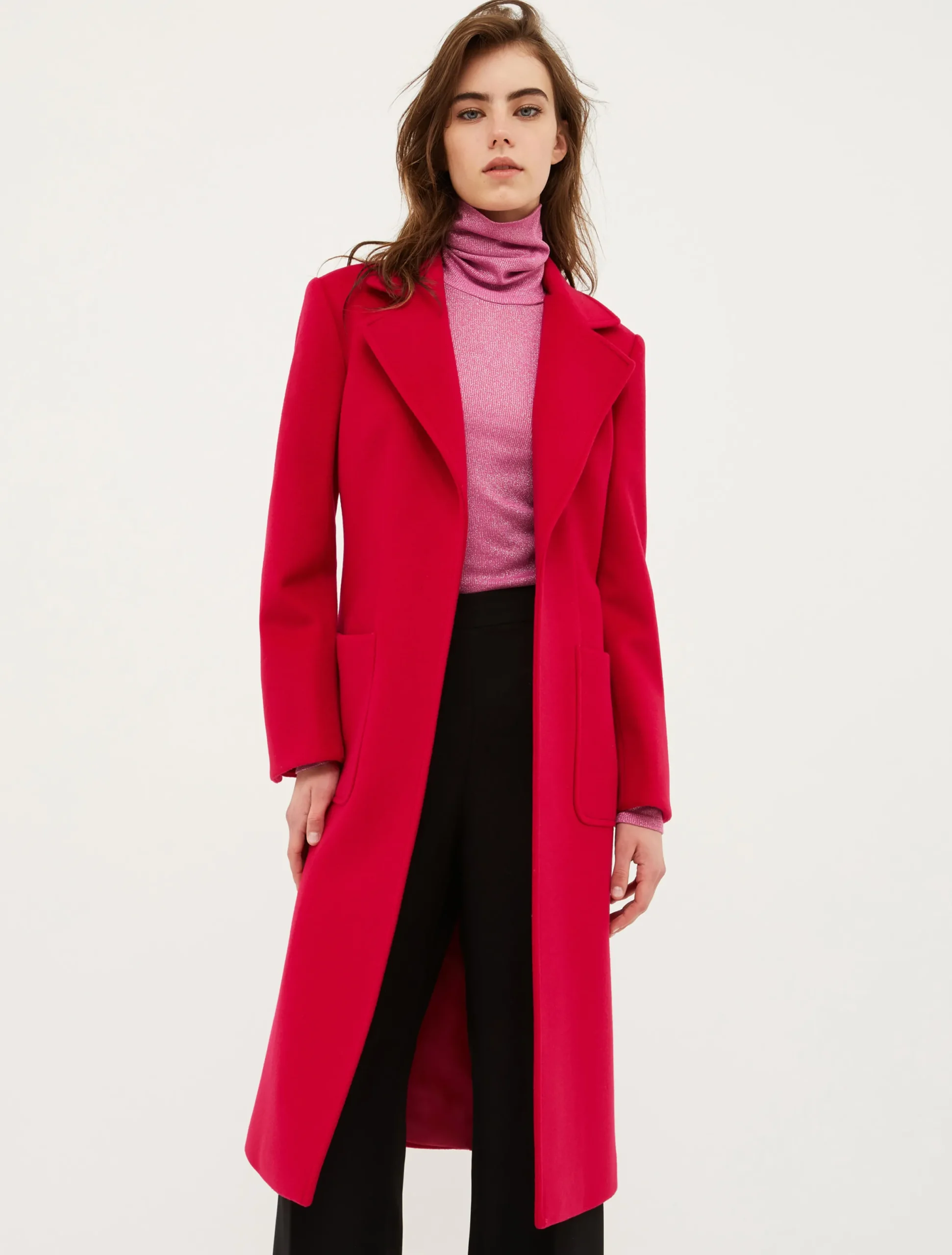 Runaway wool-drap midi coat