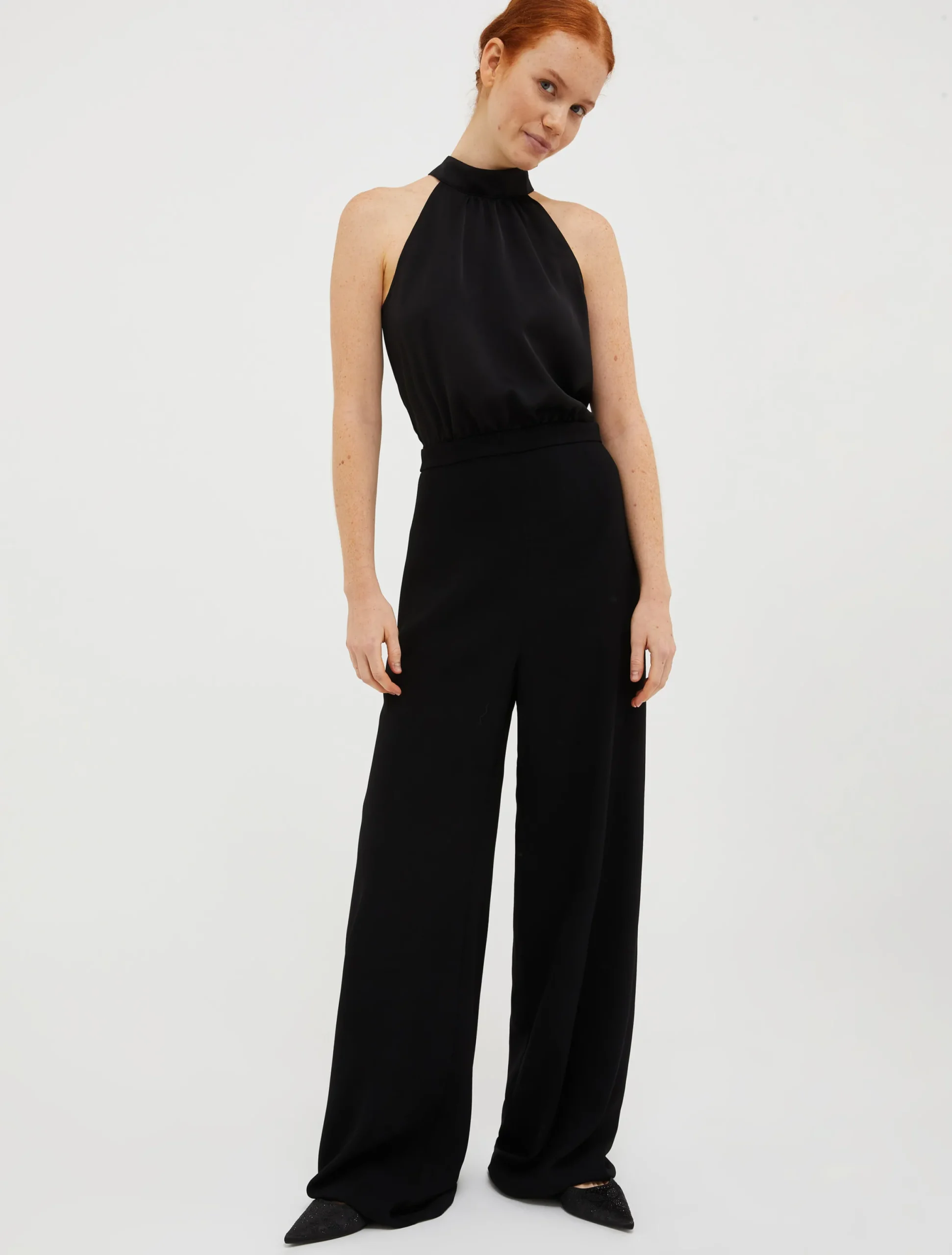 Satin and georgette jumpsuit