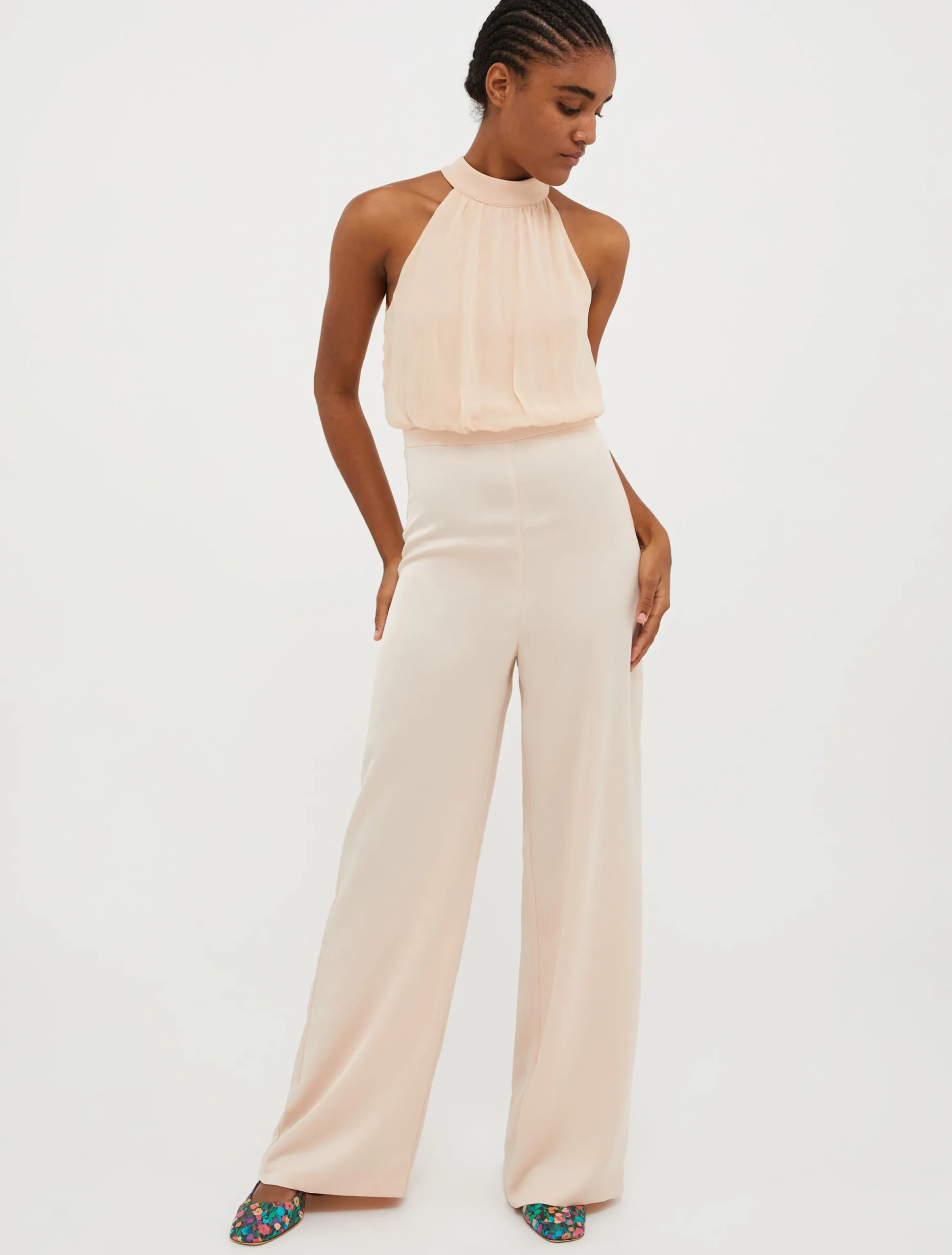 Satin and georgette jumpsuit