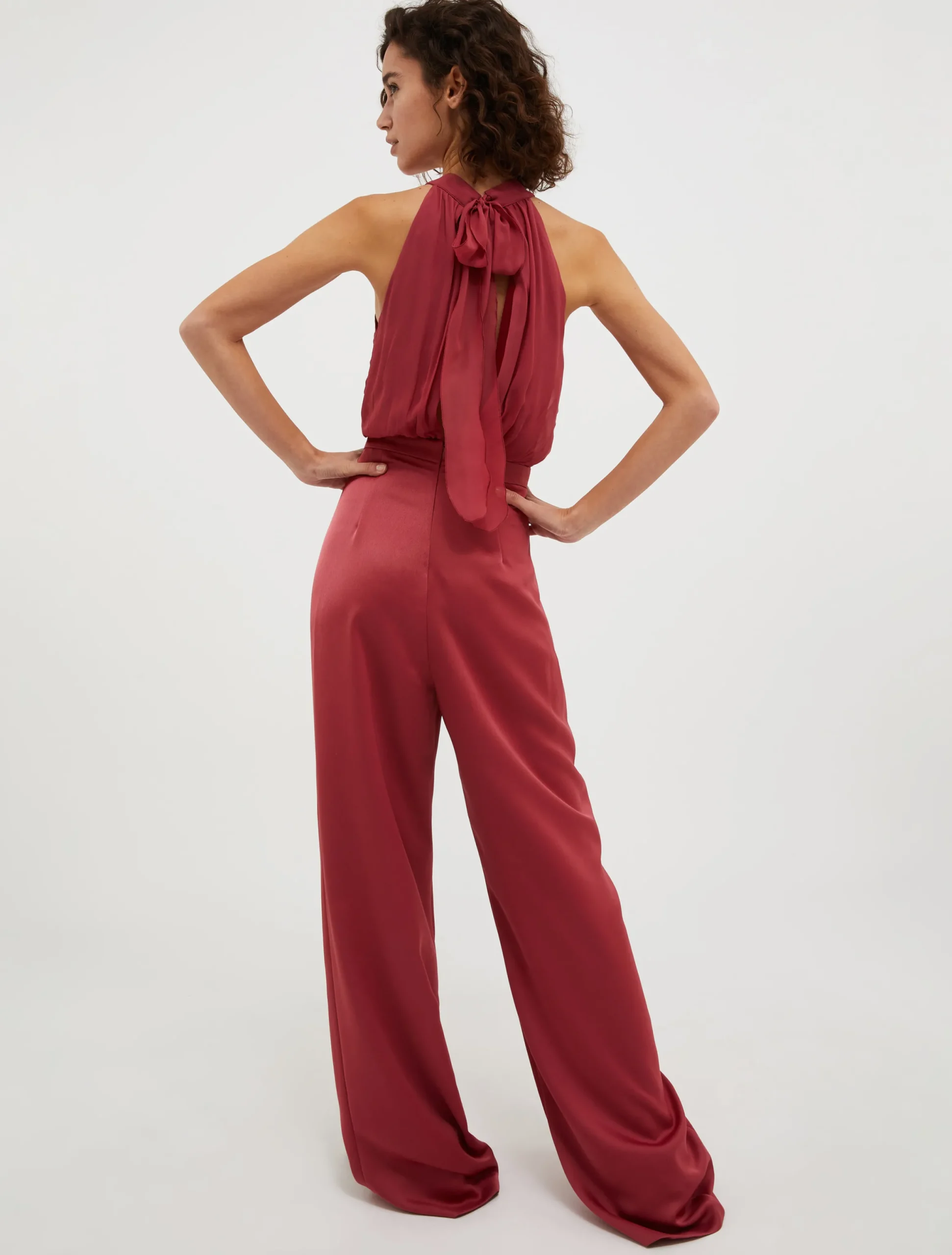 Satin and georgette jumpsuit