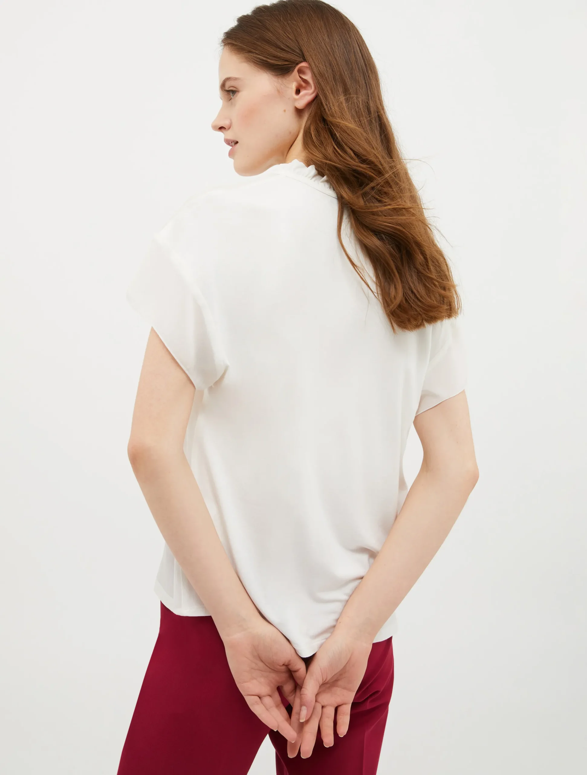 Silk crêpe de Chine and jersey blouse