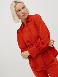 Silk-blend crêpe-de-Chine shirt