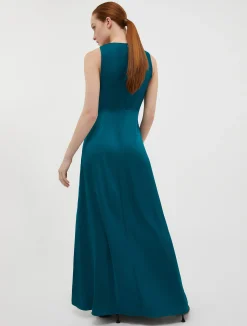 Sleeveless satin maxi dress