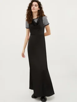 Sleeveless satin maxi dress