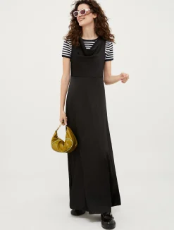 Sleeveless satin maxi dress