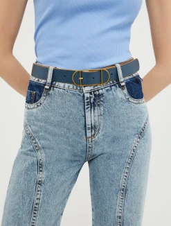 Slim leather belt