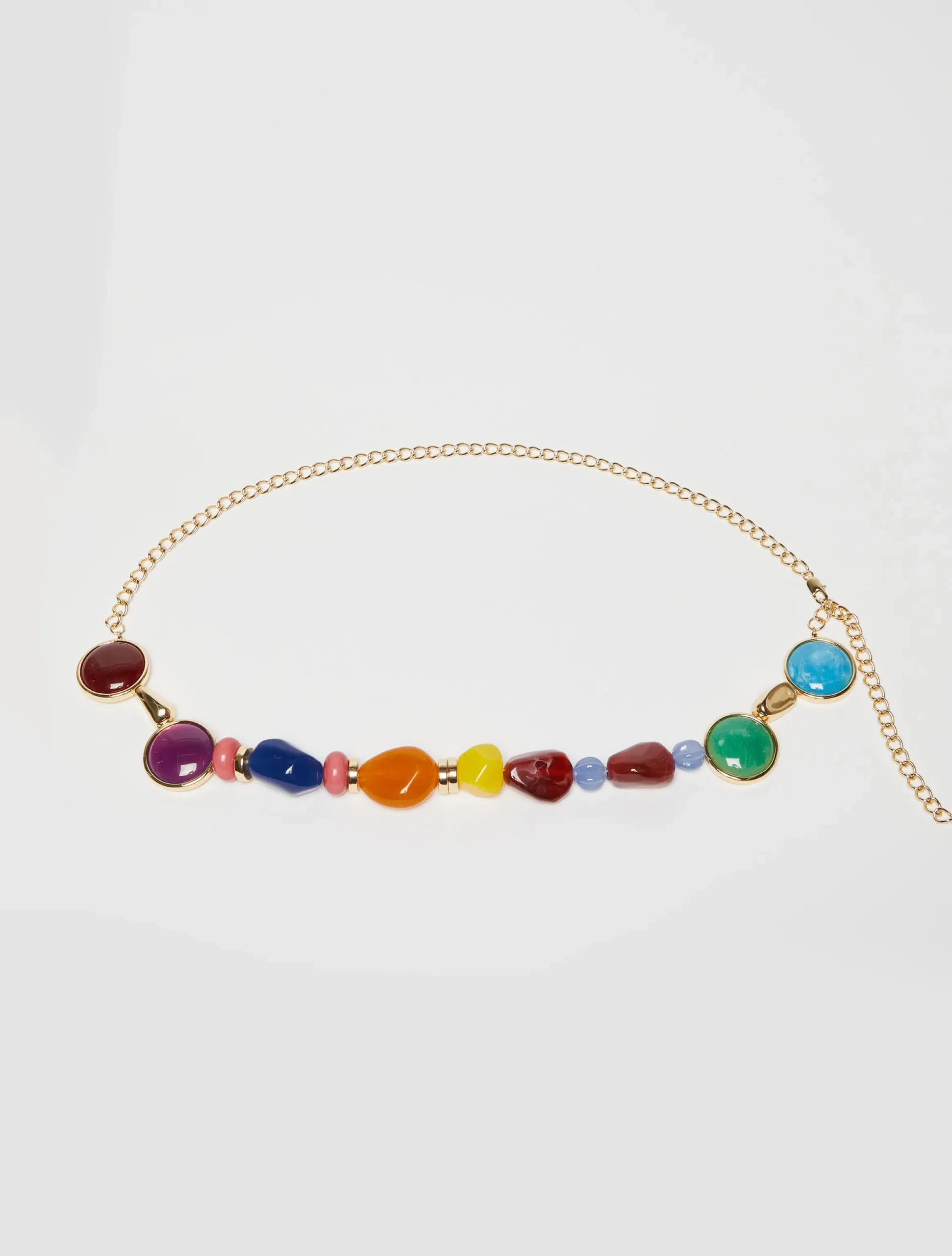 Stone-embellished chain belt