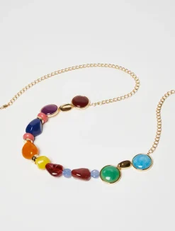 Stone-embellished chain belt