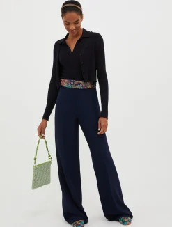 Straight-cut satin trousers