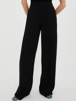 Straight-cut satin trousers