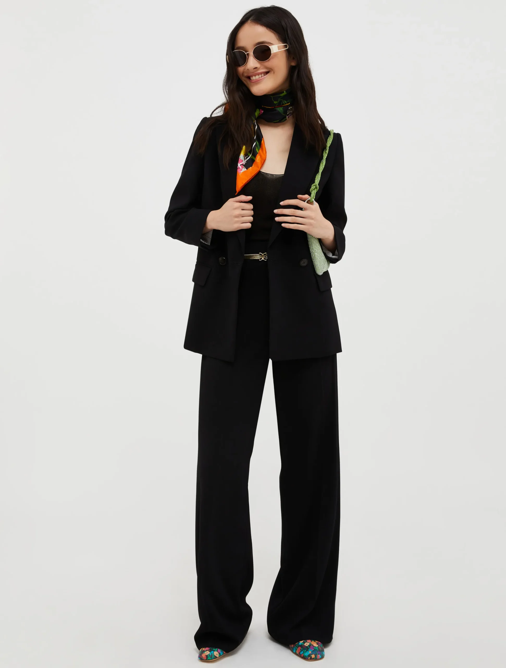 Straight-cut satin trousers