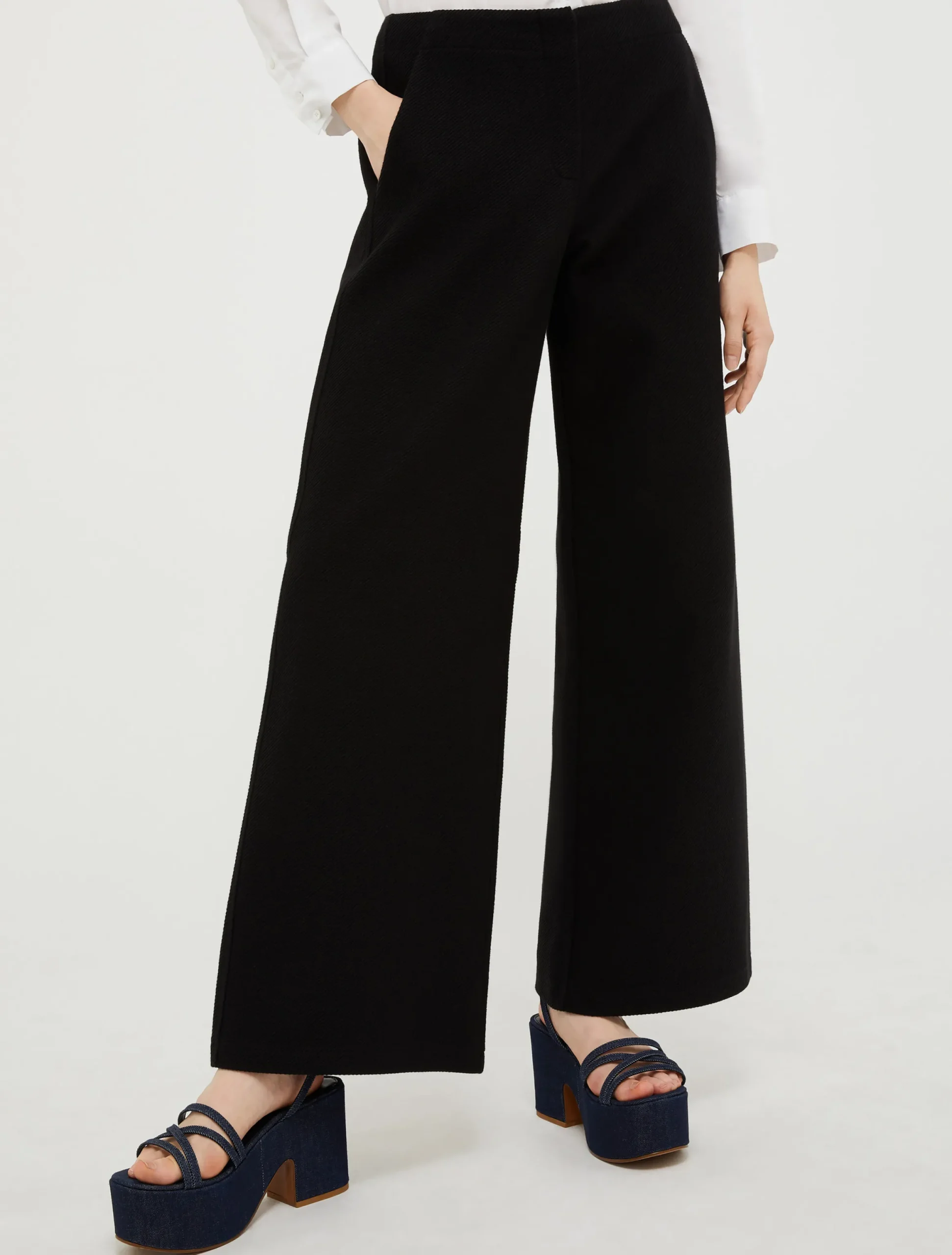 Straight-leg jersey-twill trousers