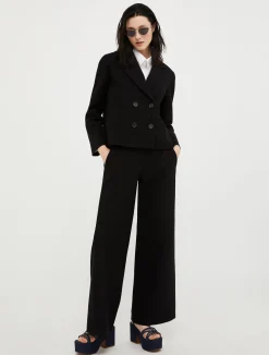 Straight-leg jersey-twill trousers