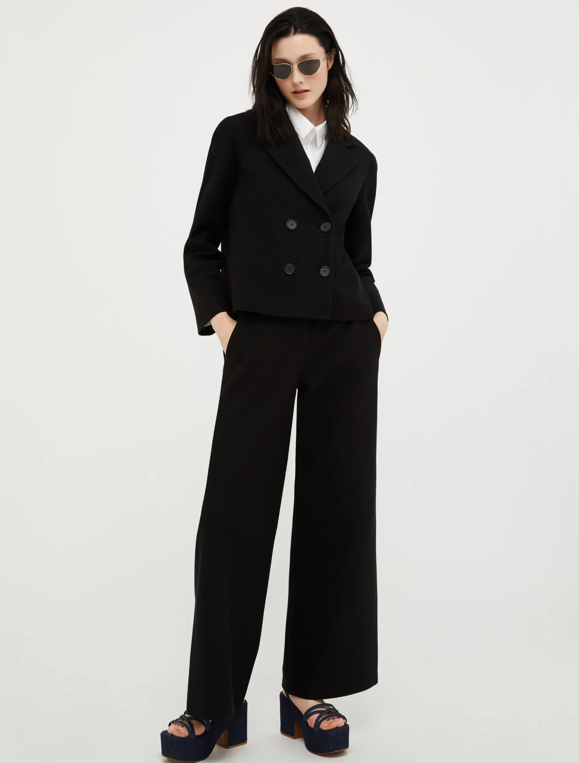 Straight-leg jersey-twill trousers