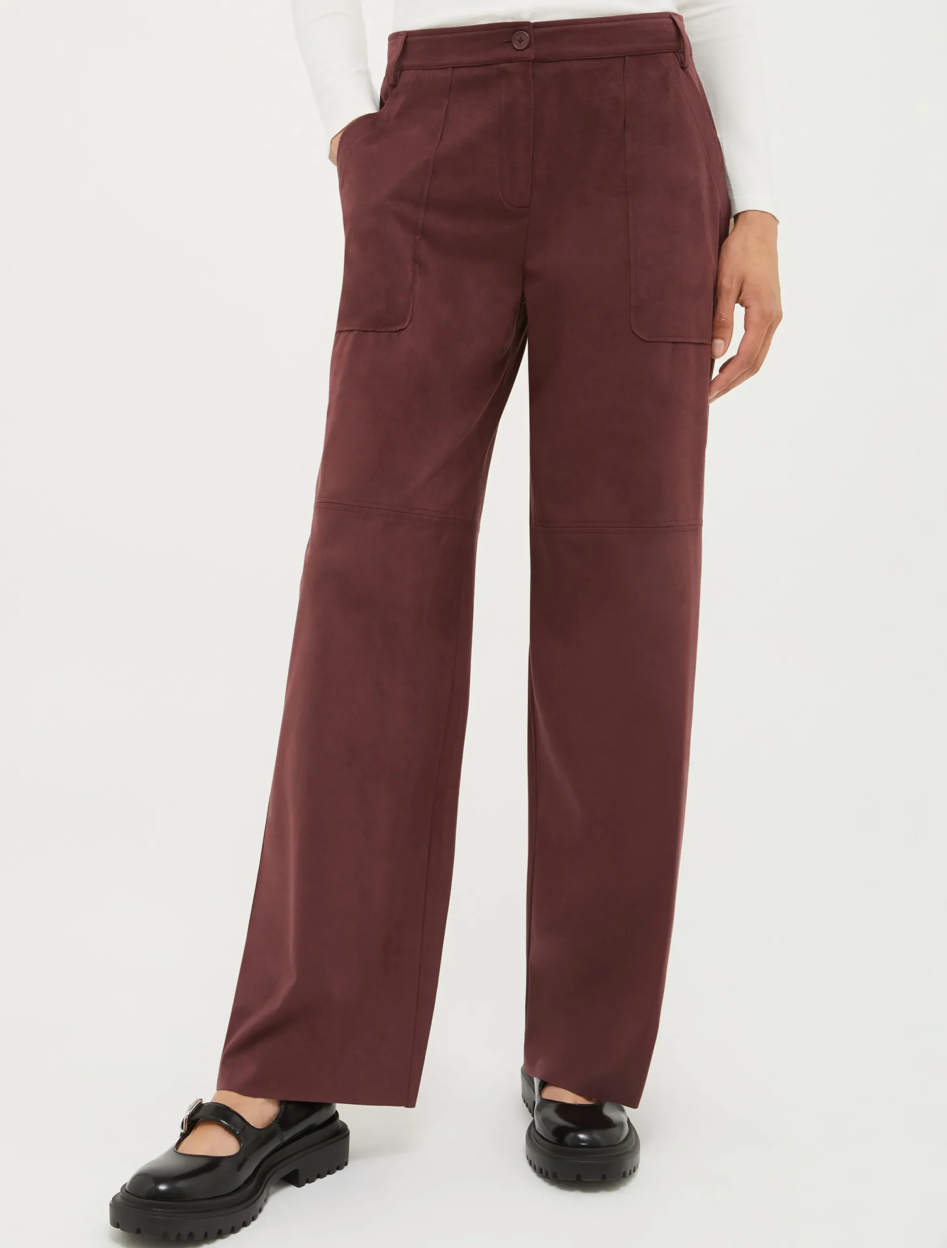 Straight-leg suede-jersey trousers