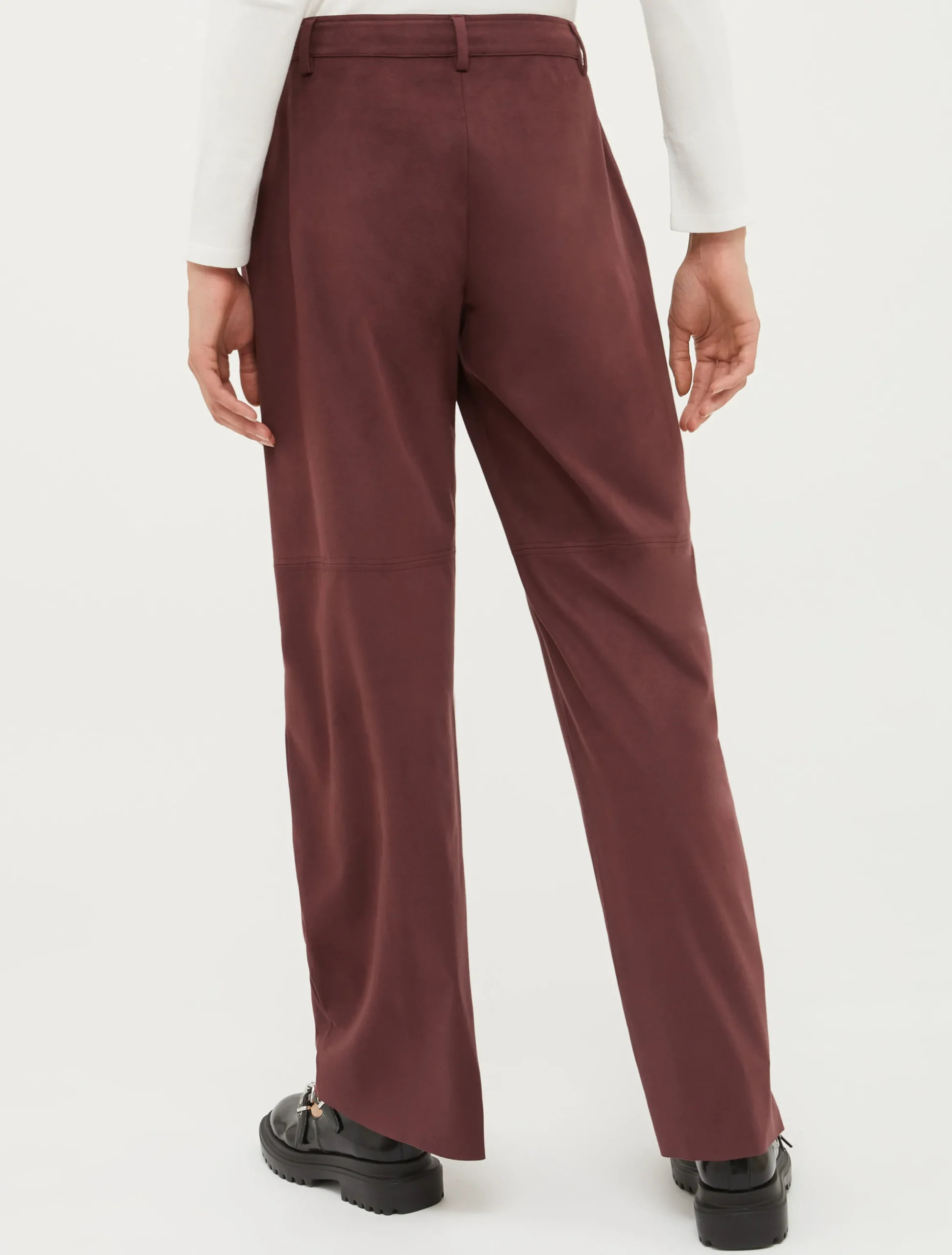 Straight-leg suede-jersey trousers