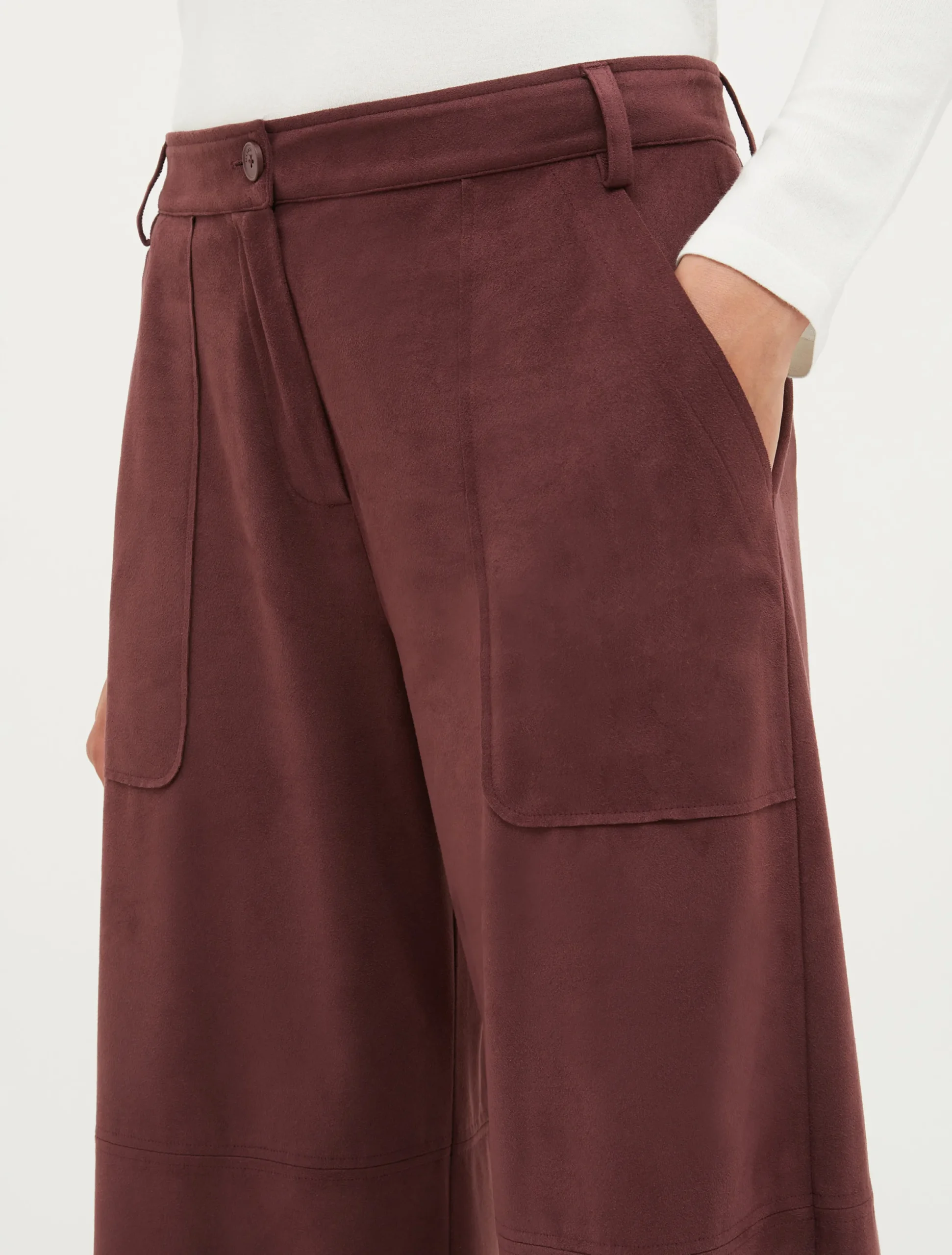 Straight-leg suede-jersey trousers