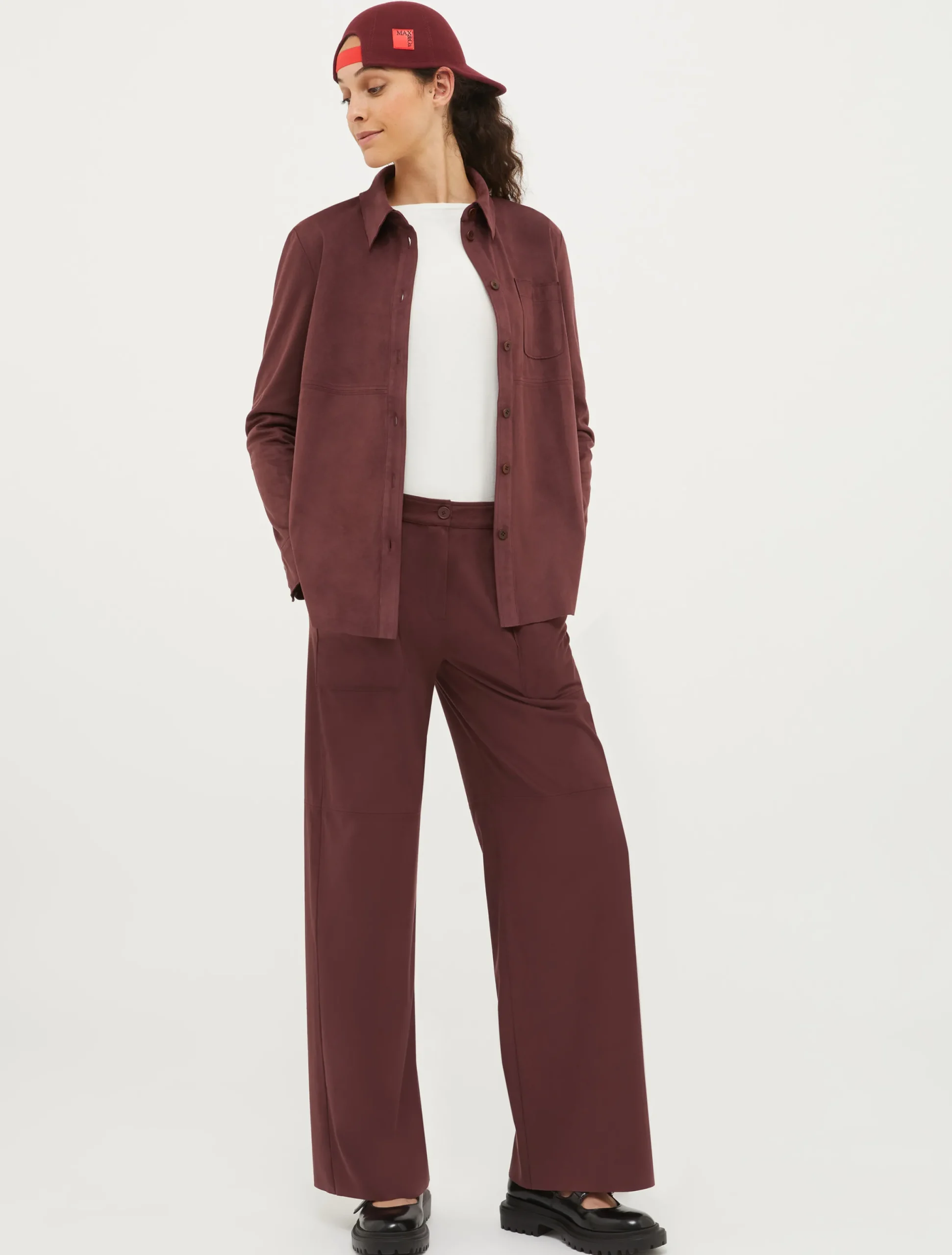 Straight-leg suede-jersey trousers