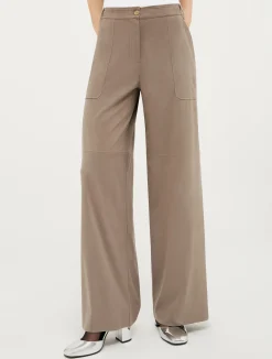 Straight-leg suede-jersey trousers