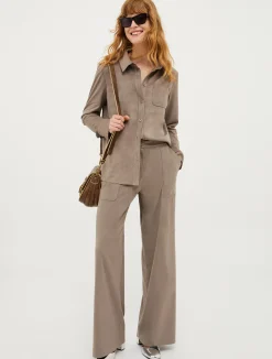 Straight-leg suede-jersey trousers
