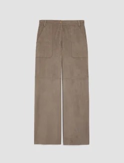 Straight-leg suede-jersey trousers