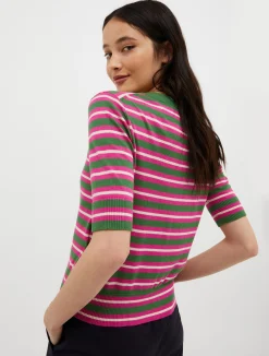 Striped cotton and modal jumper