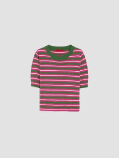 Striped cotton and modal jumper