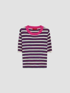 Striped cotton and modal jumper