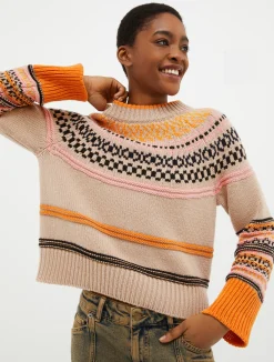 Striped jacquard pullover