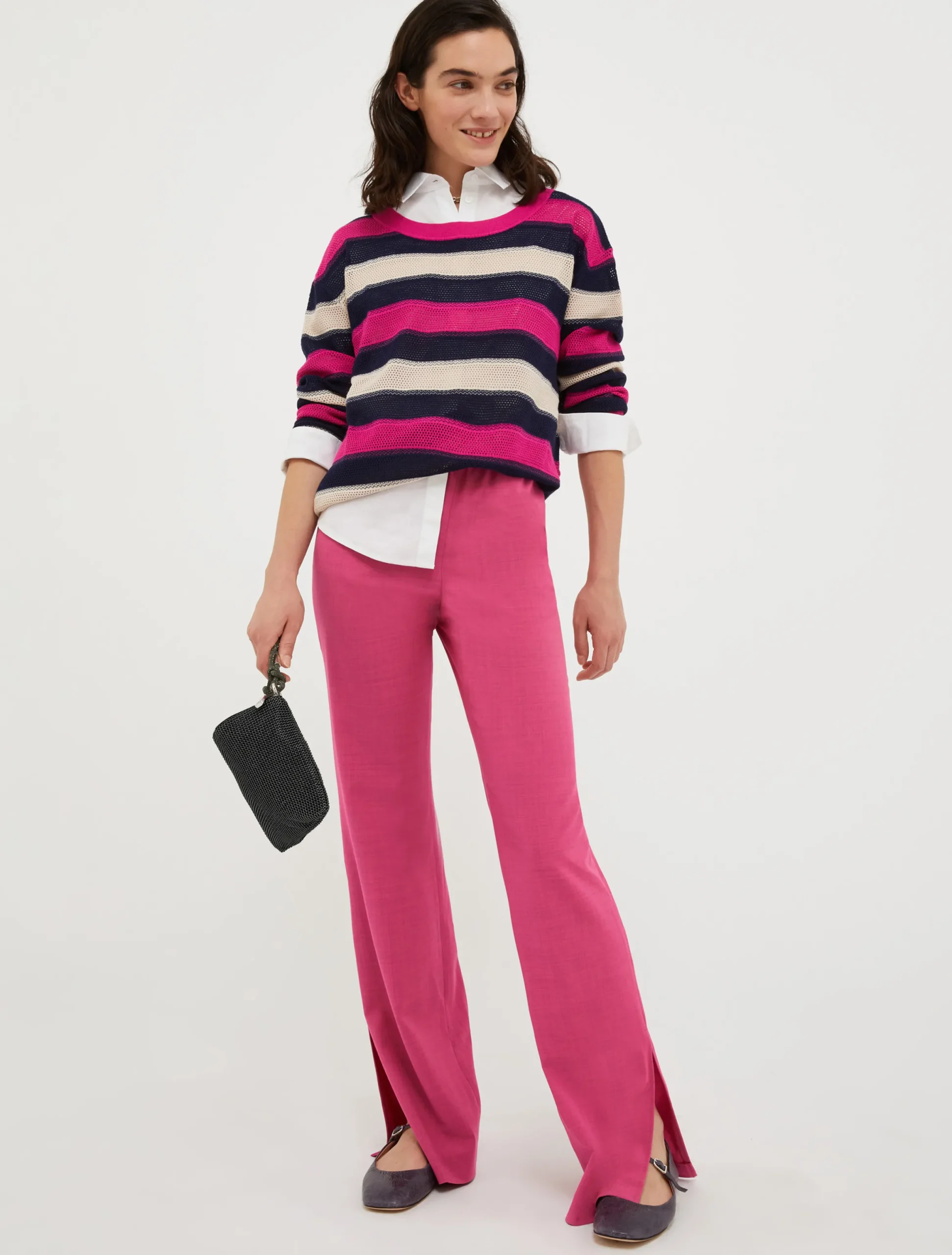 Striped openwork jumper