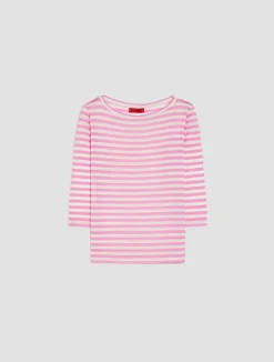 Striped silk-jersey T-shirt