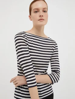 Striped silk-jersey T-shirt