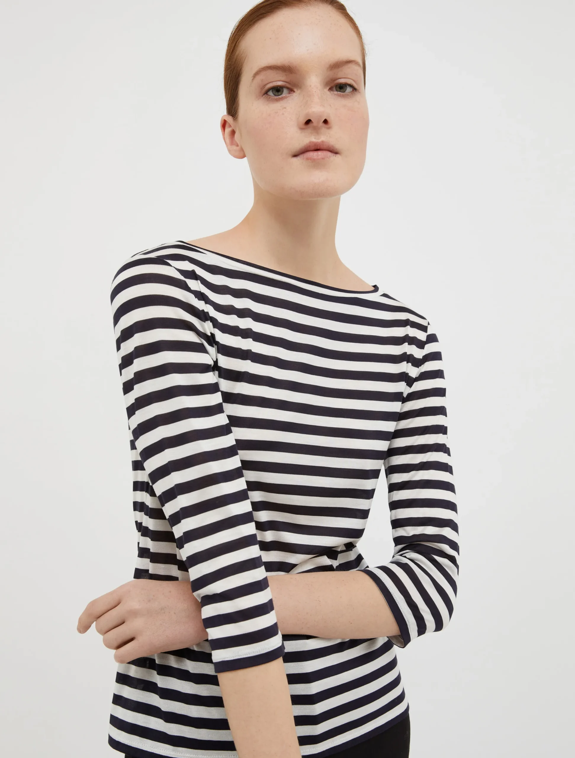 Striped silk-jersey T-shirt