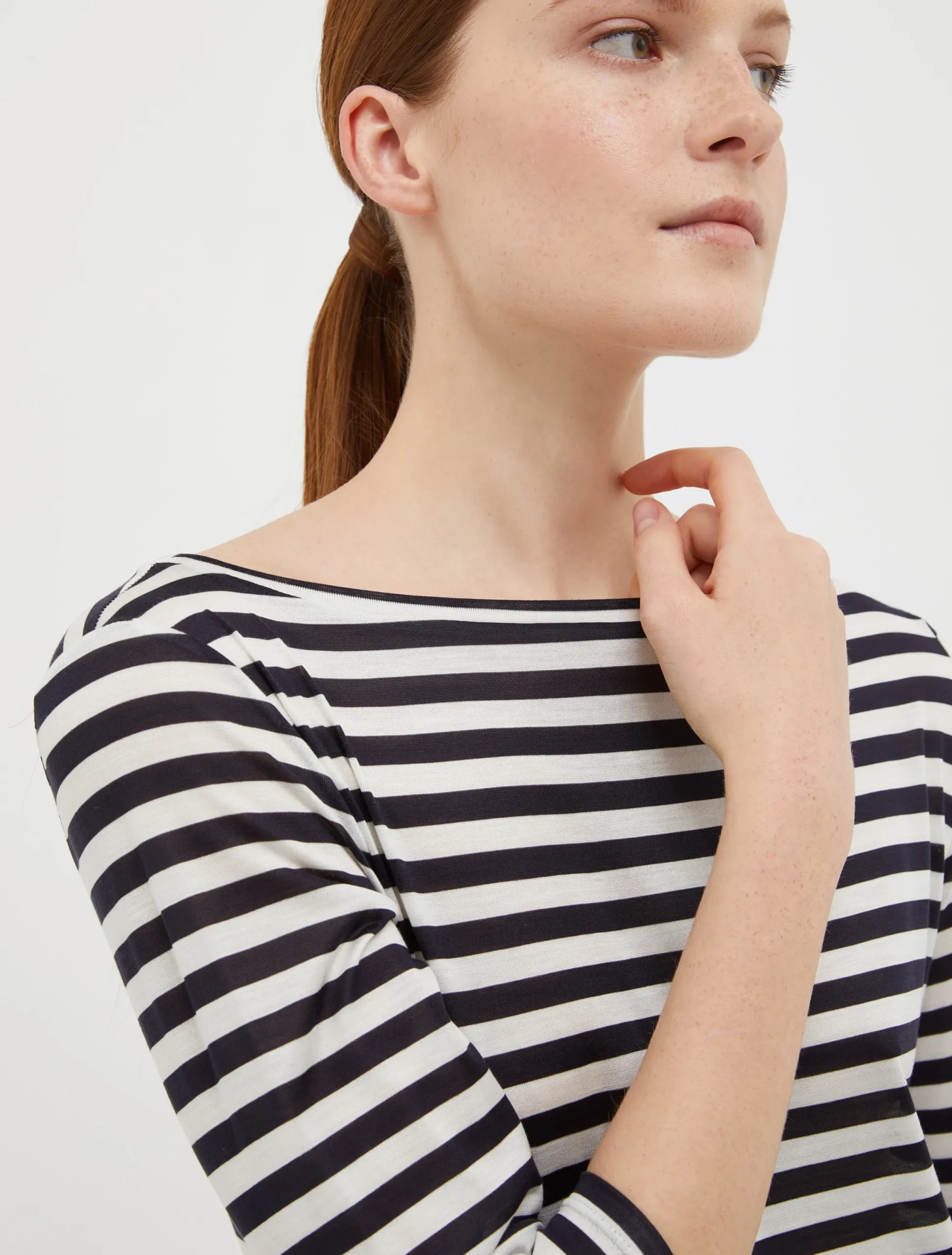 Striped silk-jersey T-shirt
