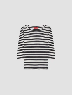 Striped silk-jersey T-shirt