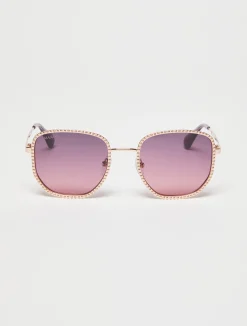 Studded metal square sunglasses