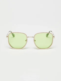 Studded metal square sunglasses