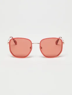 Studded metal square sunglasses