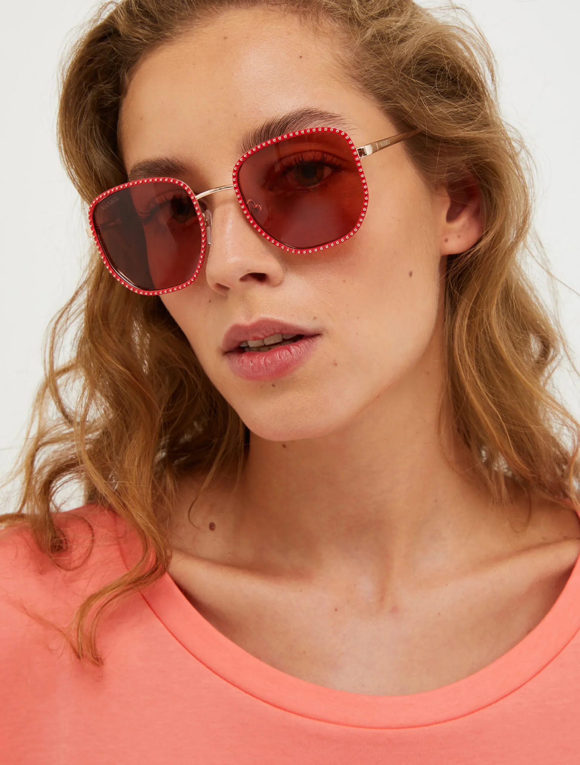Studded metal square sunglasses