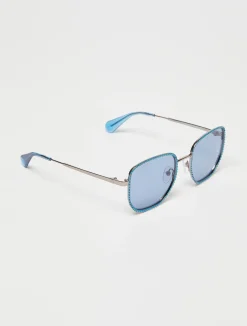 Studded metal square sunglasses