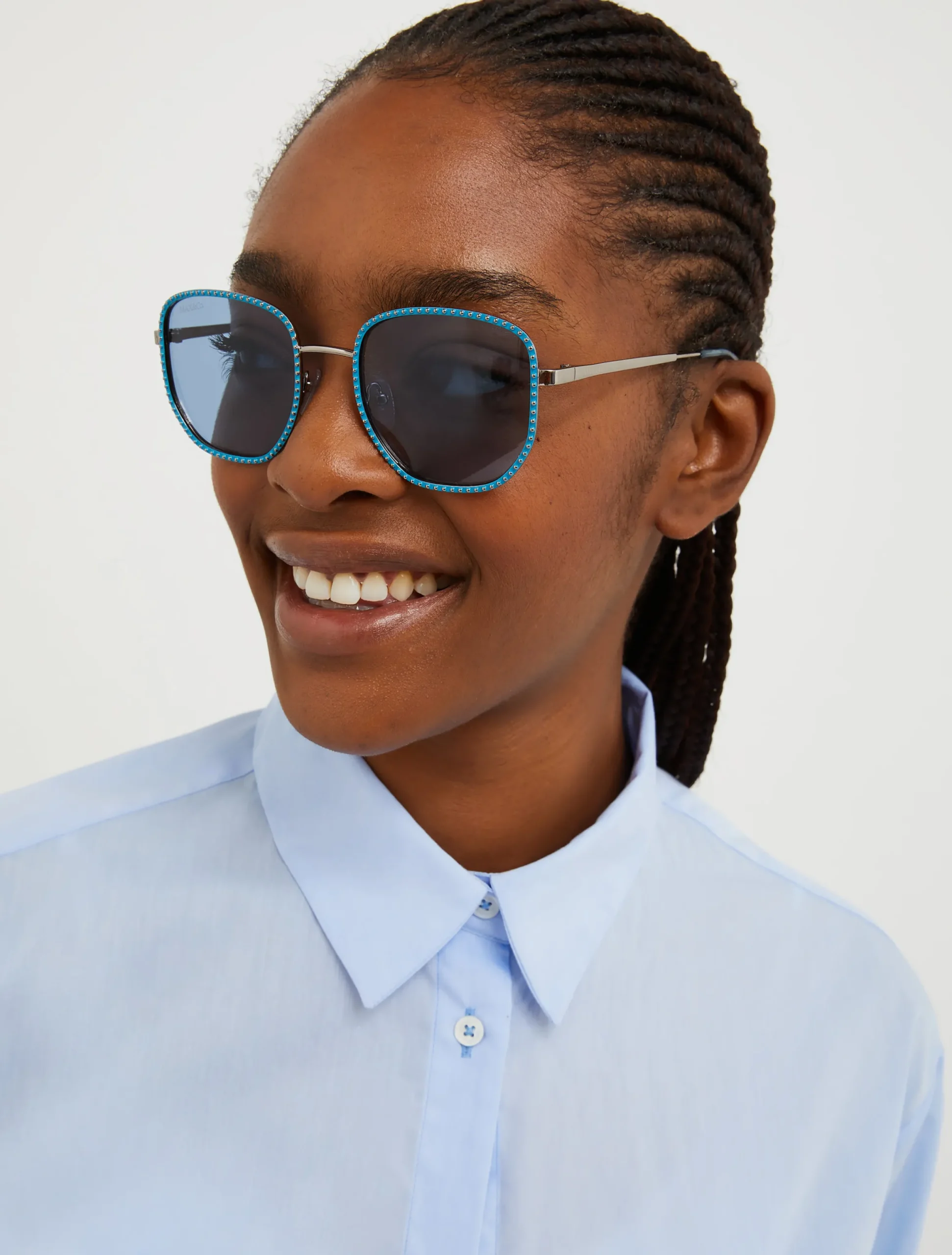 Studded metal square sunglasses